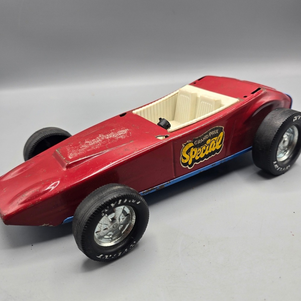 Vintage Nylint Grand Prix Special Pressed Steel Race Car Red Blue Toy USA